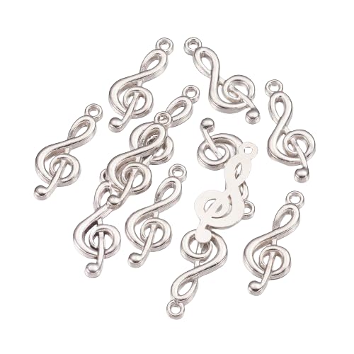 Hemasa 20 Pcs Tibetan Style Musical Note shaped charms in Antique Silver