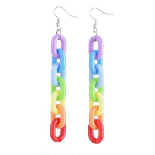 Multicolor Acrylic Cable Chains Dangle Earrings