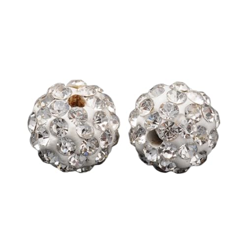 Pave Disco Ball Polymer Clay Rhinestone Beads - White