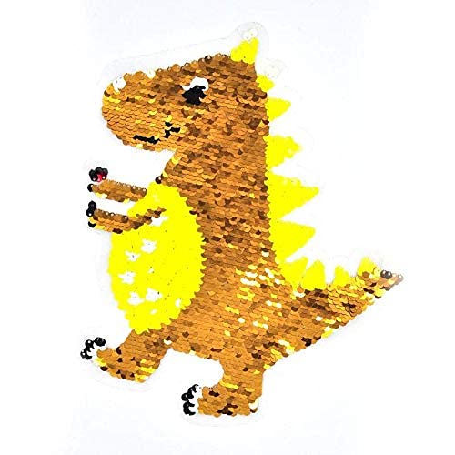 Dainosuar Sequin Patch T-Shirt for Boys (Mustard Yellow,4-5 yrs)