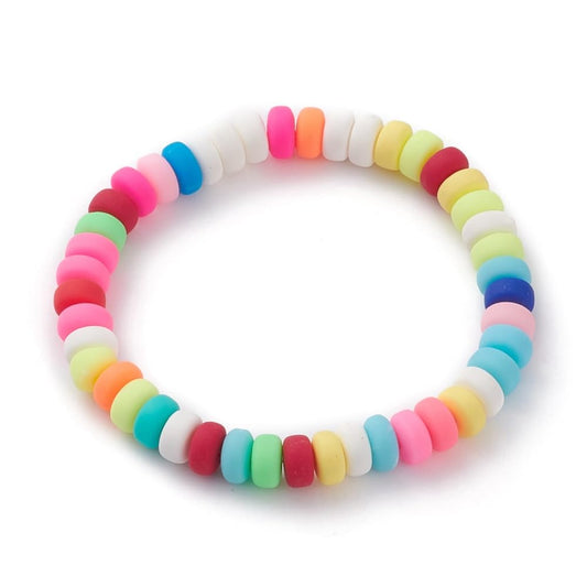 Multi colour Handmade Polymer Clay Heishi Beads Stretch Bracelets