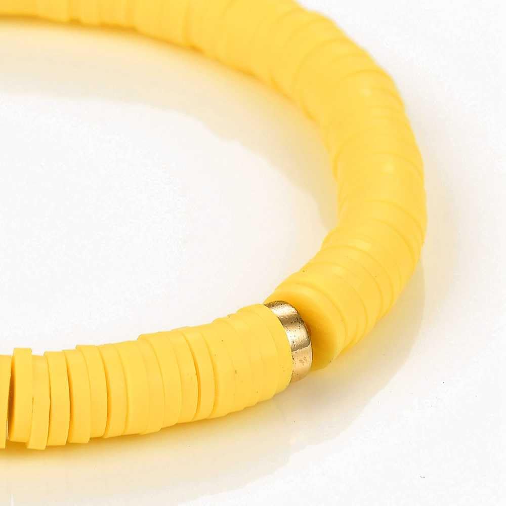 Yellow Colour Handmade Polymer Clay Heishi Beads Stretch Bracelets