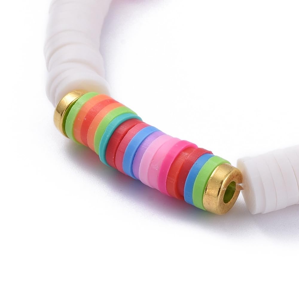 white colour polymer clay Beads stretchable bracelet