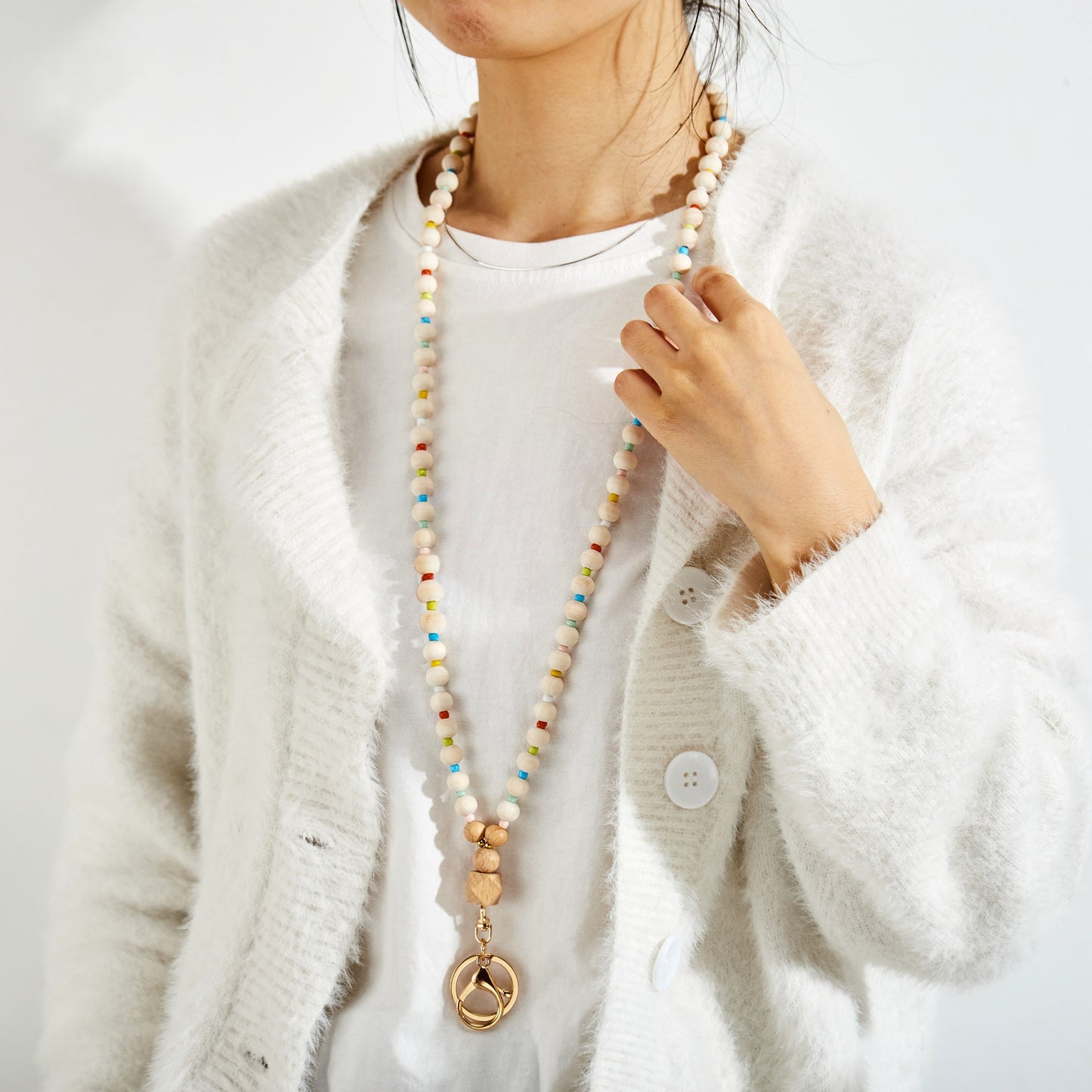 Boho Chic Handmade Wooden Beaded Lanyard - Perfect For Id Badges, Keys & Keychains - Ideal For Nurses, Doctors, Teachers & Students Cute Lanyard For Keys