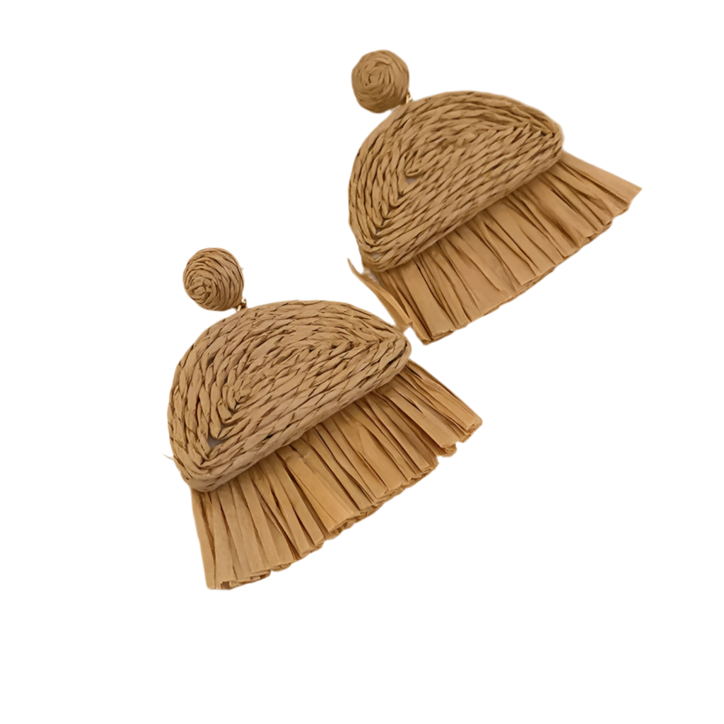 Hemasa Bohemian Straw Woven Water Drop Geometric Earrings for Women Fashion Vintage Holiday Jewelry