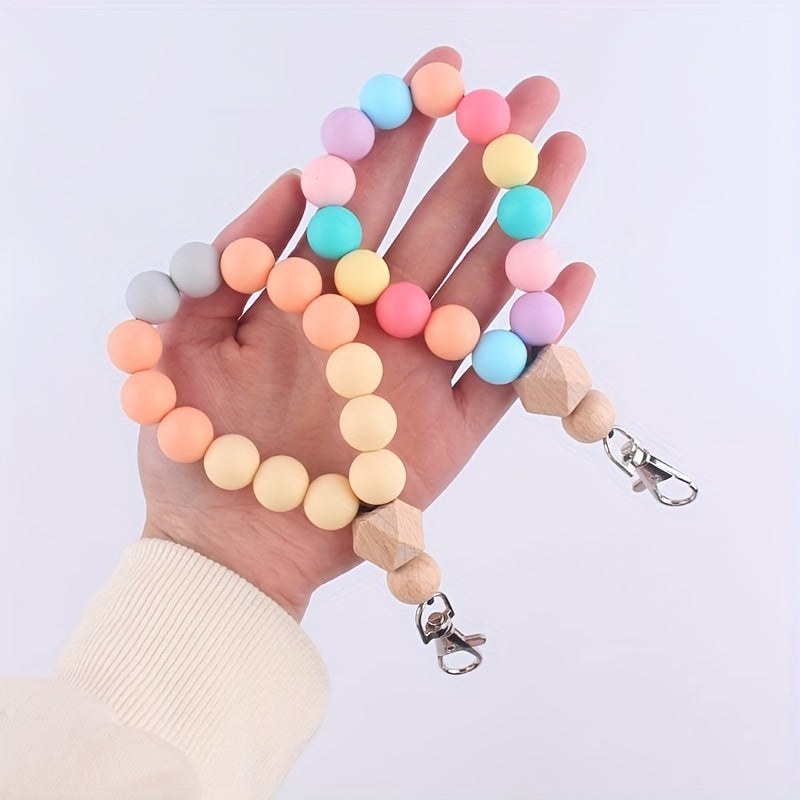 Ladies Silicone Beaded Keychain Bracelet For Women Cute Modern Car Keyring Holder Wristlet Bangle Keychains
