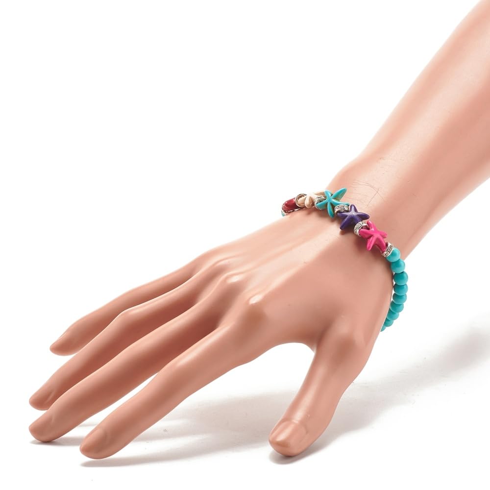 Synthetic Turquoise Starfish Stretch Bracelet for Girls/Woman