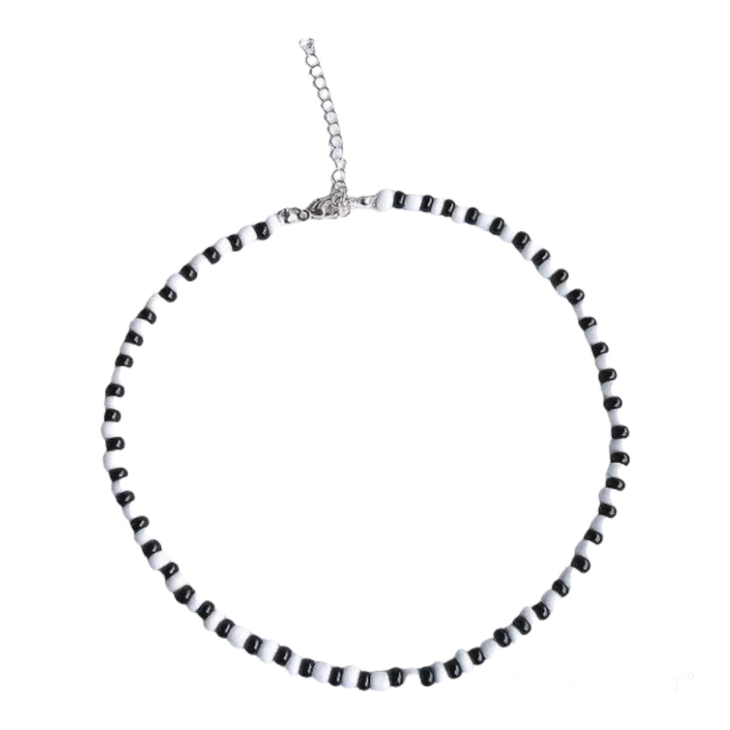 White and black seed beads necklace