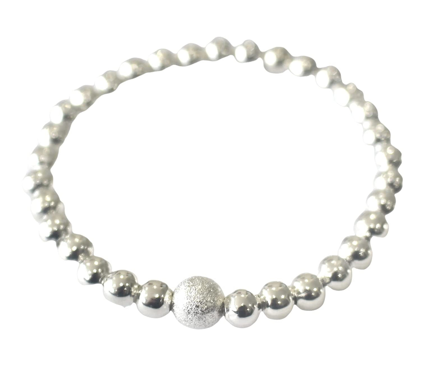 Fashion Stretchy Bracelets with Silver Beads, Star Dust 10 mm