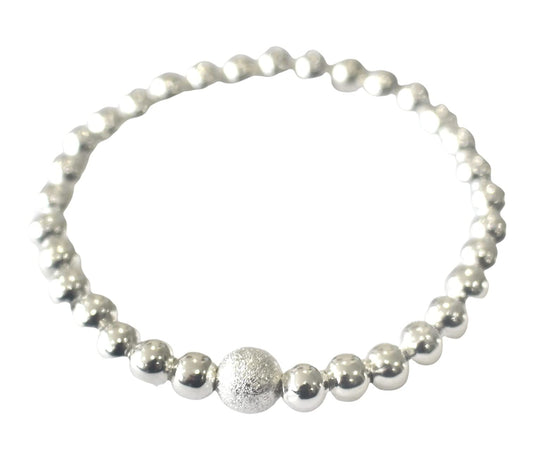 Fashion Stretchy Bracelets with Silver Beads, Star Dust 10 mm