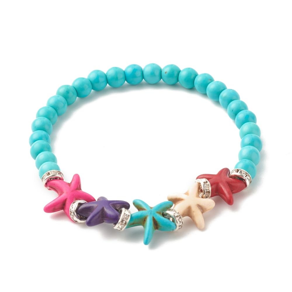 Synthetic Turquoise Starfish Stretch Bracelet for Girls/Woman