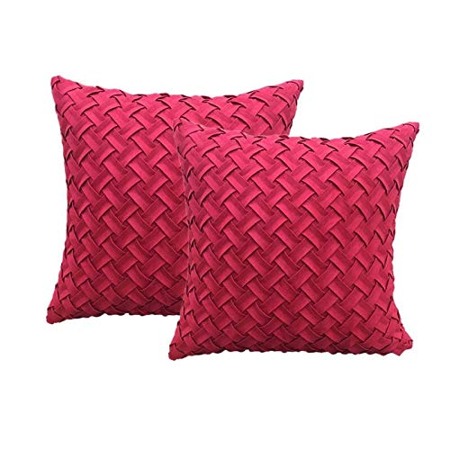 Hemasa Decorative Velvet Super Soft Cushion Covers with Knitting 45 cm x 45 cm/Square Throw Pillowcases for Sofa Bedroom with Invisible Zipper 18 x 18 Inch Sets of Two
