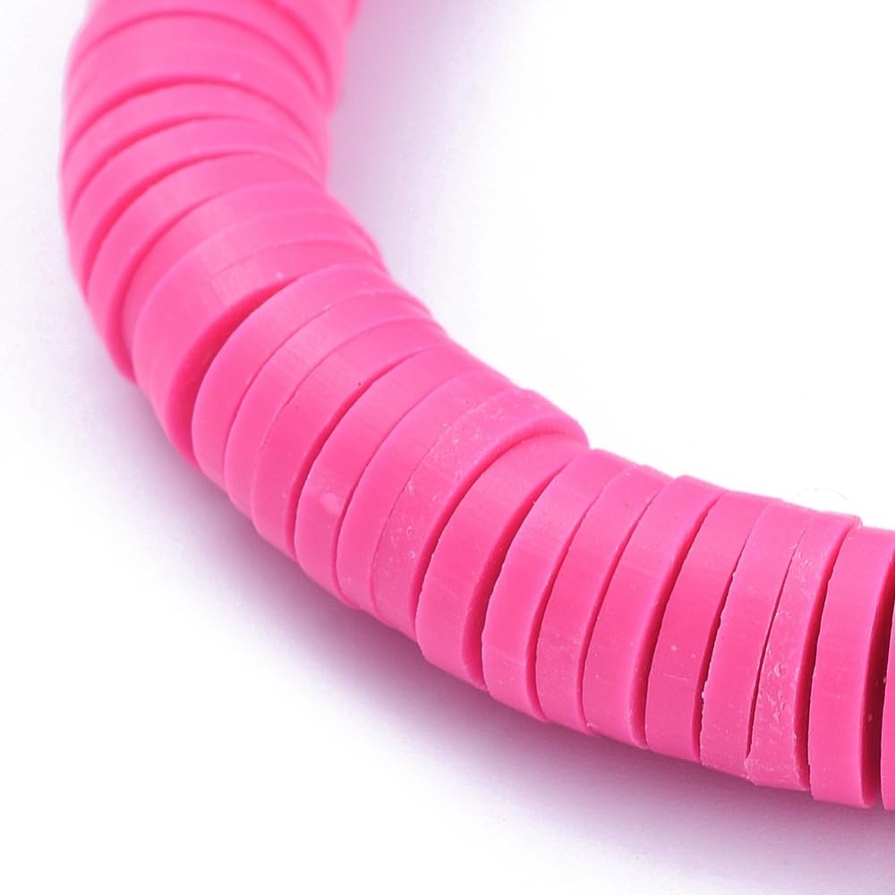 Pink Polymer Clay Beads Stretchable Bracelet for Girl/Wman