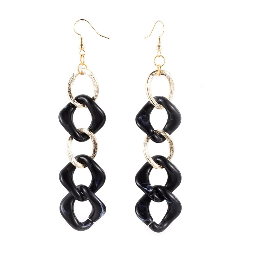 Curb Chain Dangle Earrings with Aluminum & Acrylic Linking Rings