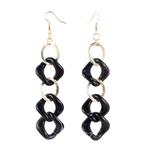 Curb Chain Dangle Earrings with Aluminum & Acrylic Linking Rings
