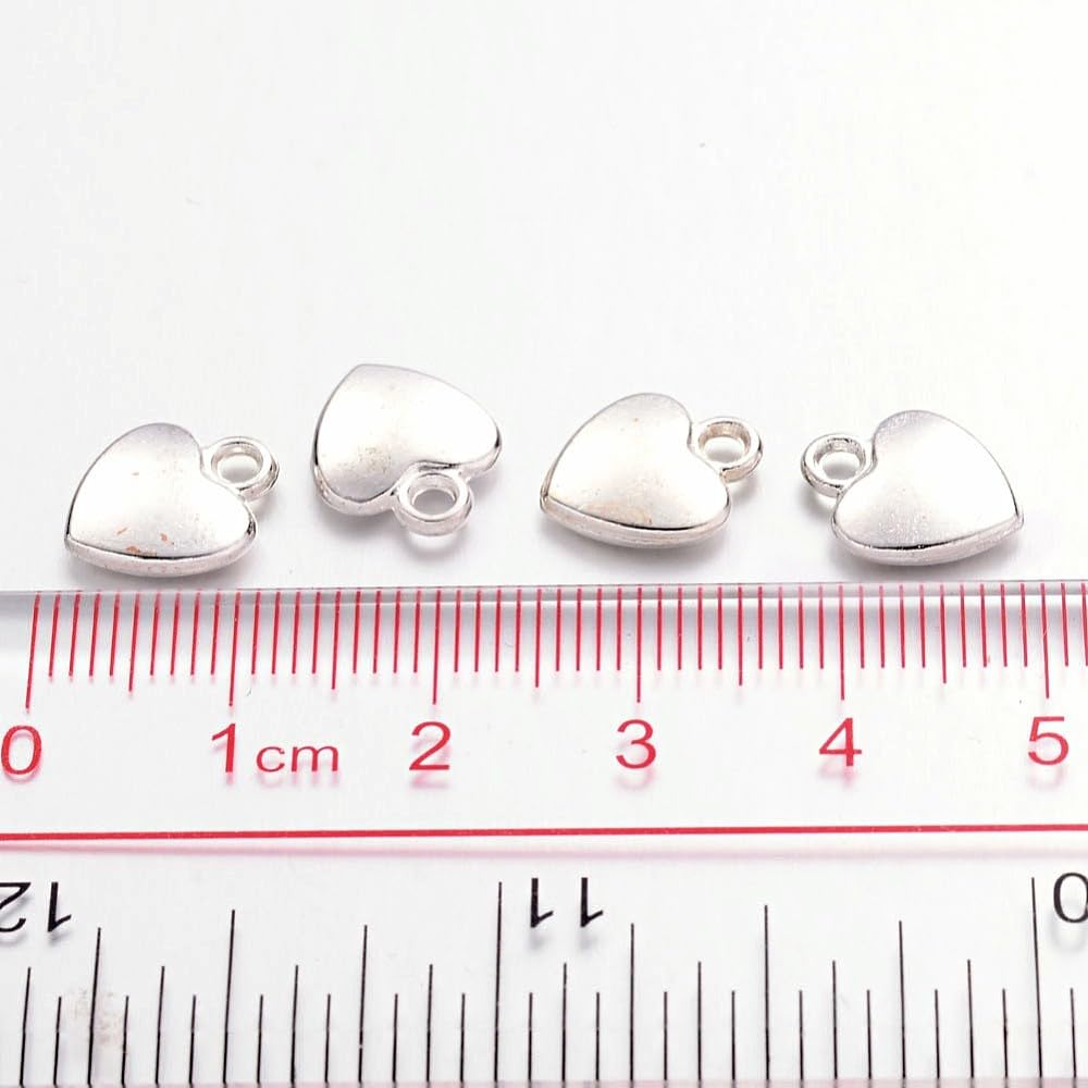 20 Pcs Silver Heart Shaped Alloy Charms