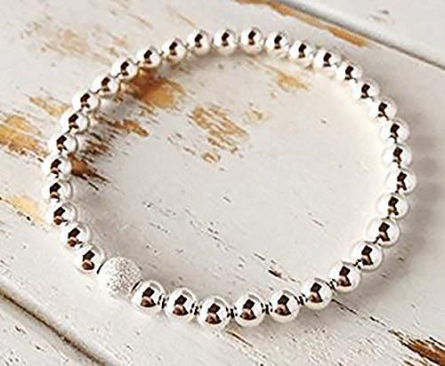 Fashion Stretchy Bracelets with Silver Beads, Star Dust 10 mm