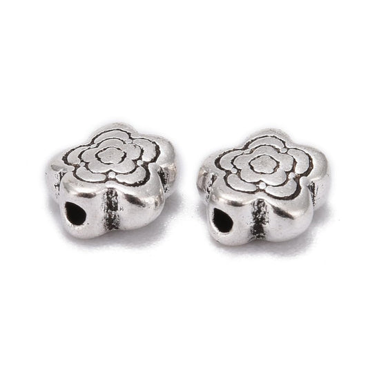 Silver Flower Shaped Alloy Beads