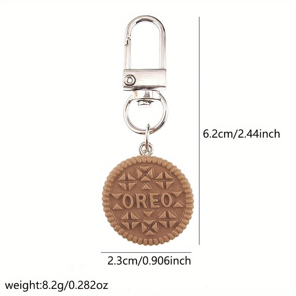 Charming Macaron Cookie Keychain - Colorful Resin & Alloy, Perfect For Bags & Car Keys, Fashionable Accessory For Women