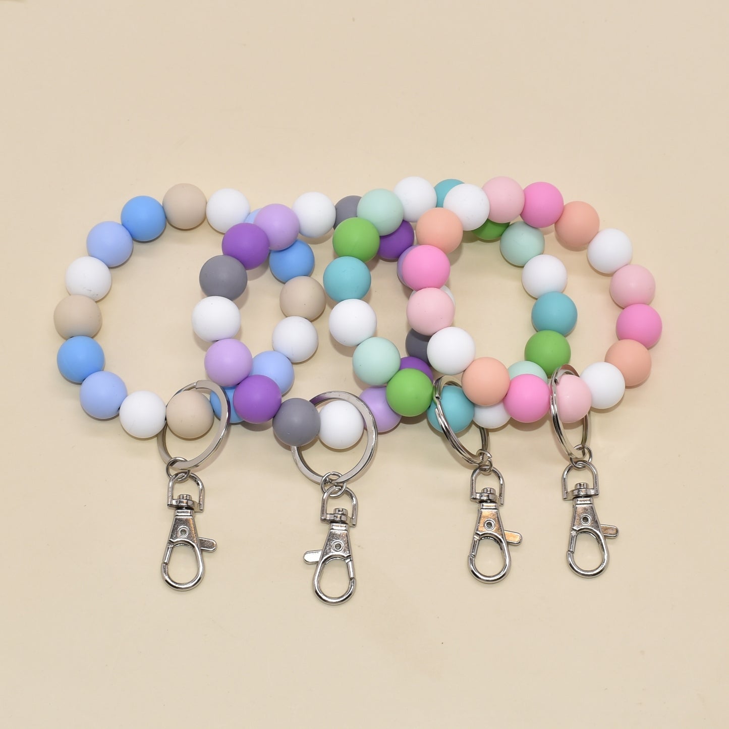 Halloween-Themed Silicone Bead Wristlet Keychain - Alloy, Round Shape With Lobster Clasp For Women'S Fashion Accessory