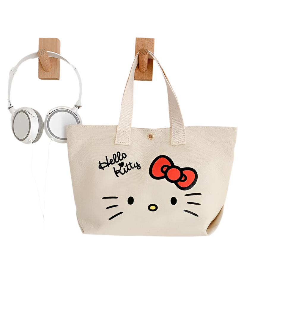 Hemasa Hello Kitty Cartoon Cosmetic /Bag Fresh Canvas Portable Mommy Bag Lunch Box Children's Snack Storage Case Purse for Girls