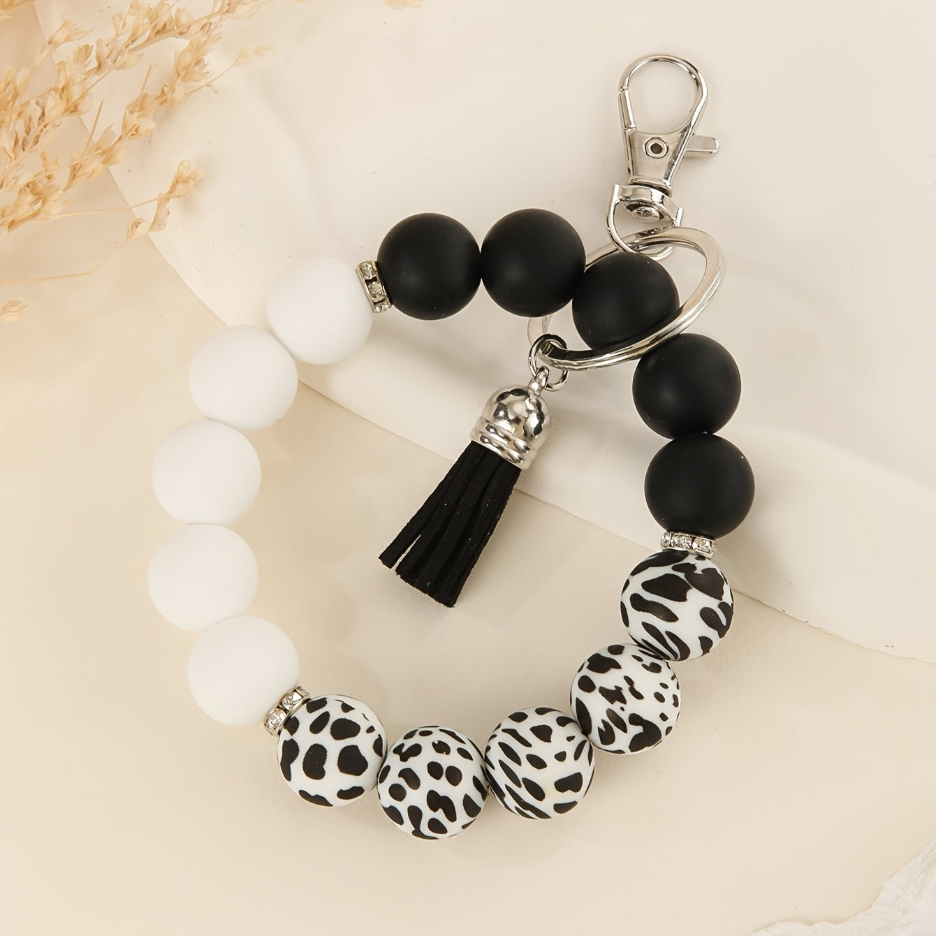 1pc Mardi Gras Day Silicone Bead Keychain - Casual Style, Non-Braided, Unplated, Car Pendant Accessory for Daily Wear