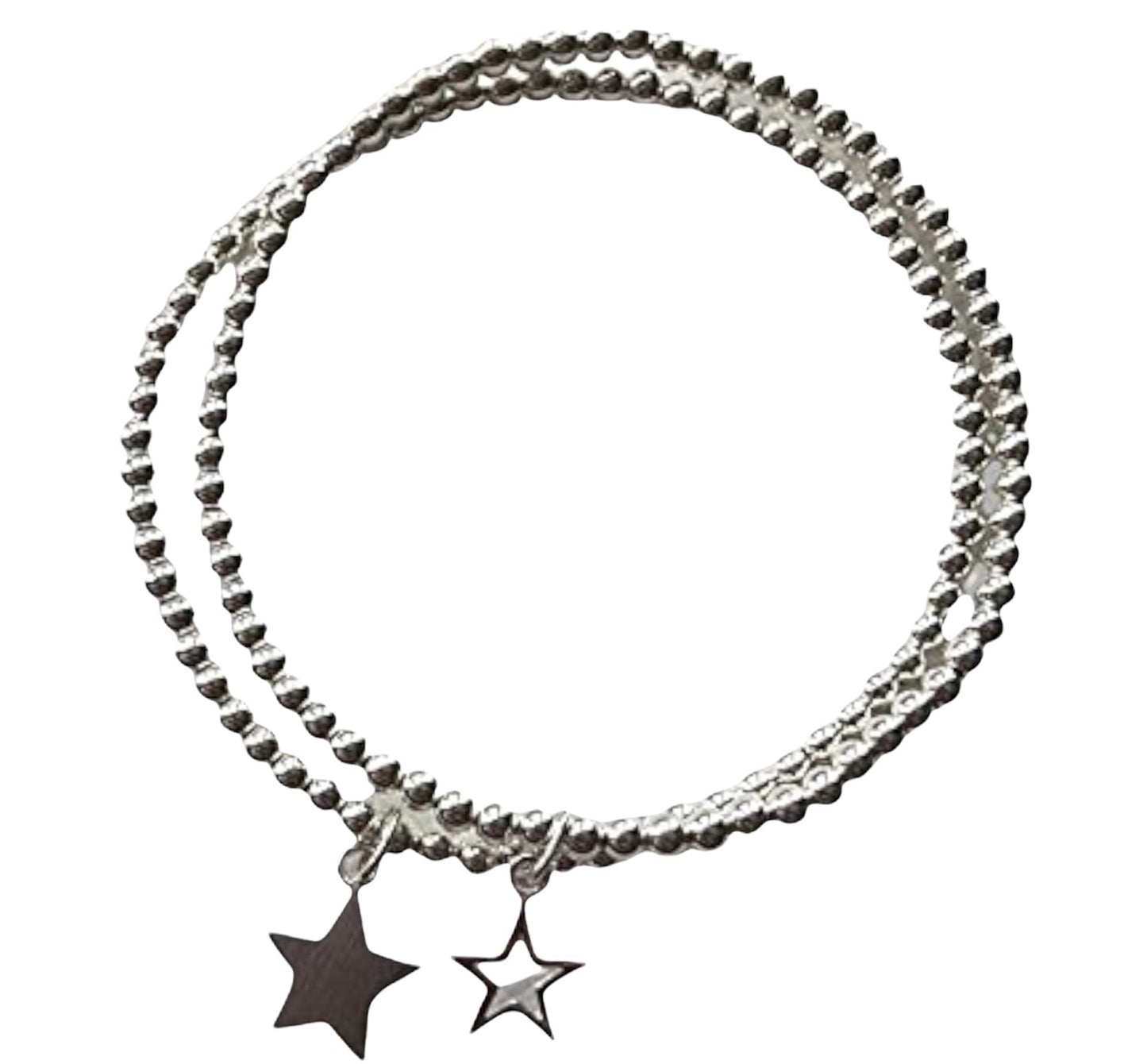 Silver Colour Stretchable Bracelets With Stars(Set of 2)