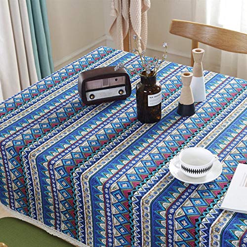 Hemasa Bohemian Style Blue Colour Tablecloth Dinner Picnic Table Cloth(140 * 180cm)