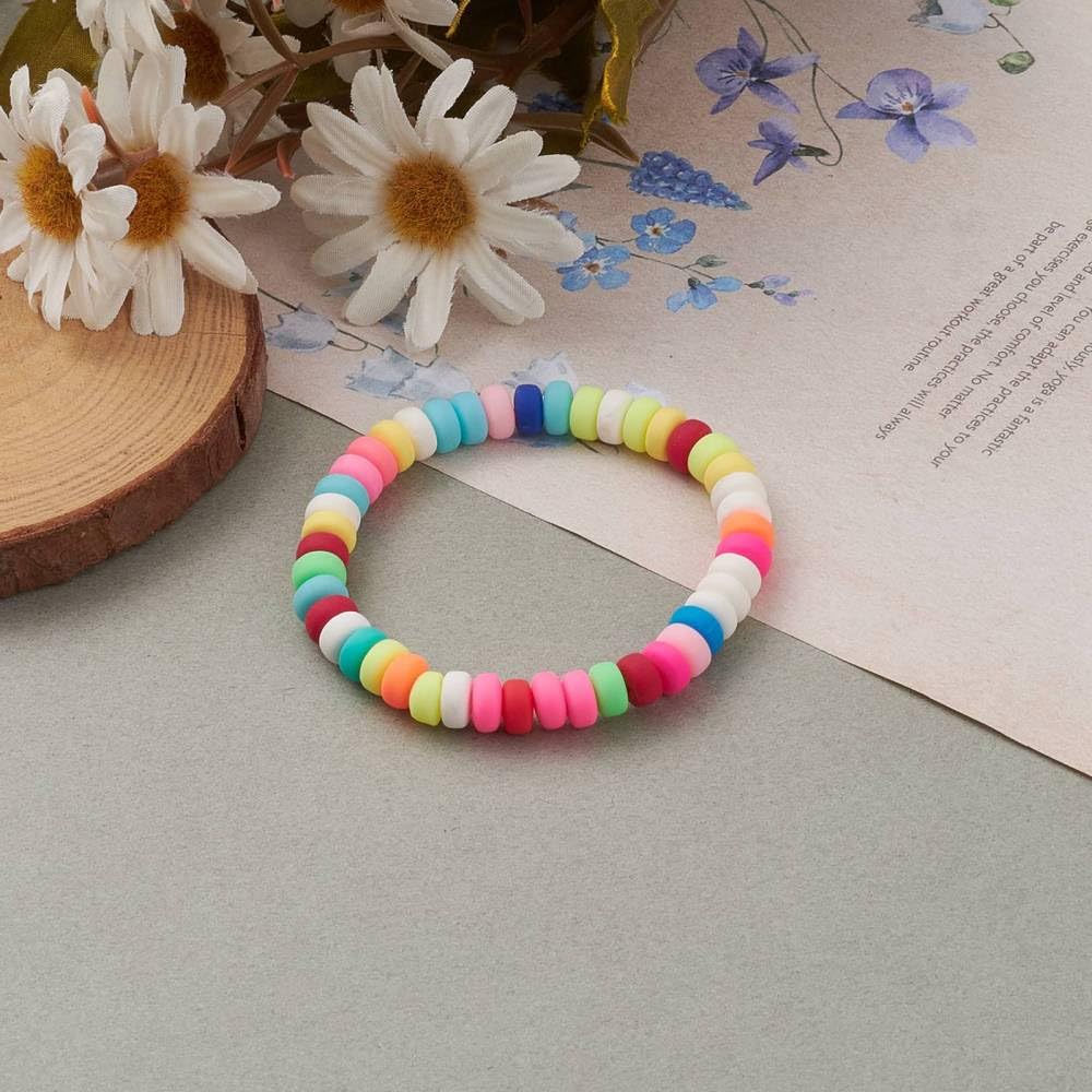 Multi colour Handmade Polymer Clay Heishi Beads Stretch Bracelets