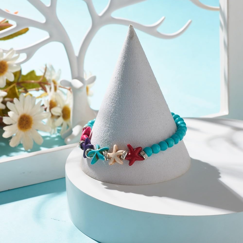 Synthetic Turquoise Starfish Stretch Bracelet for Girls/Woman