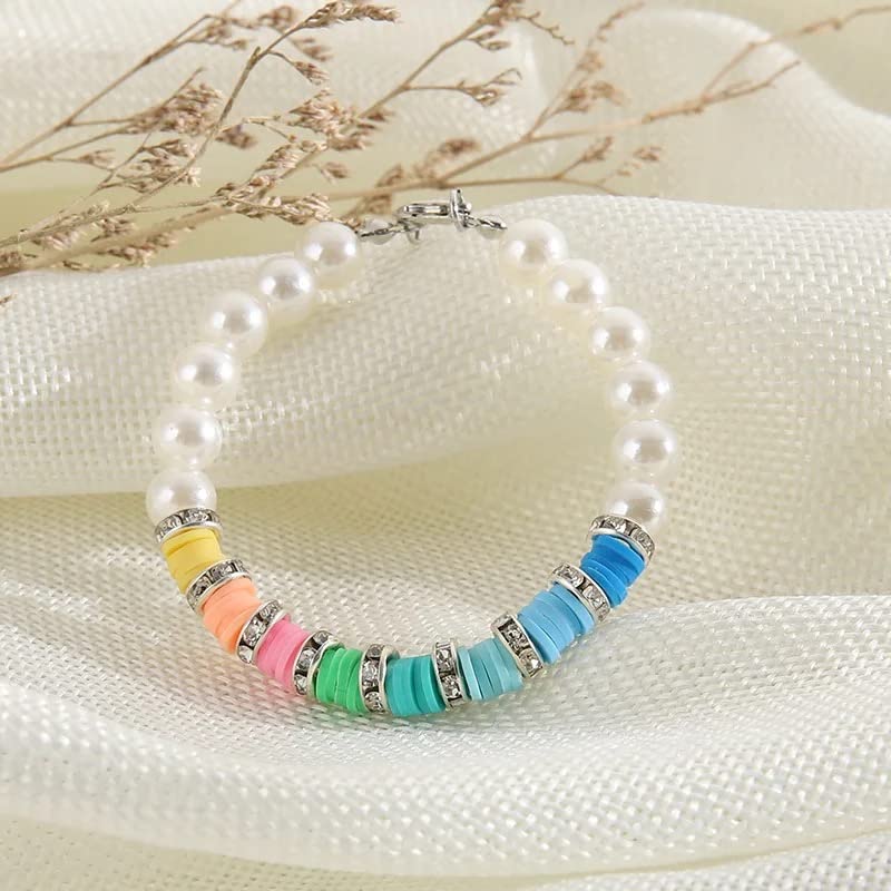 White glass pearls bracelet (White)