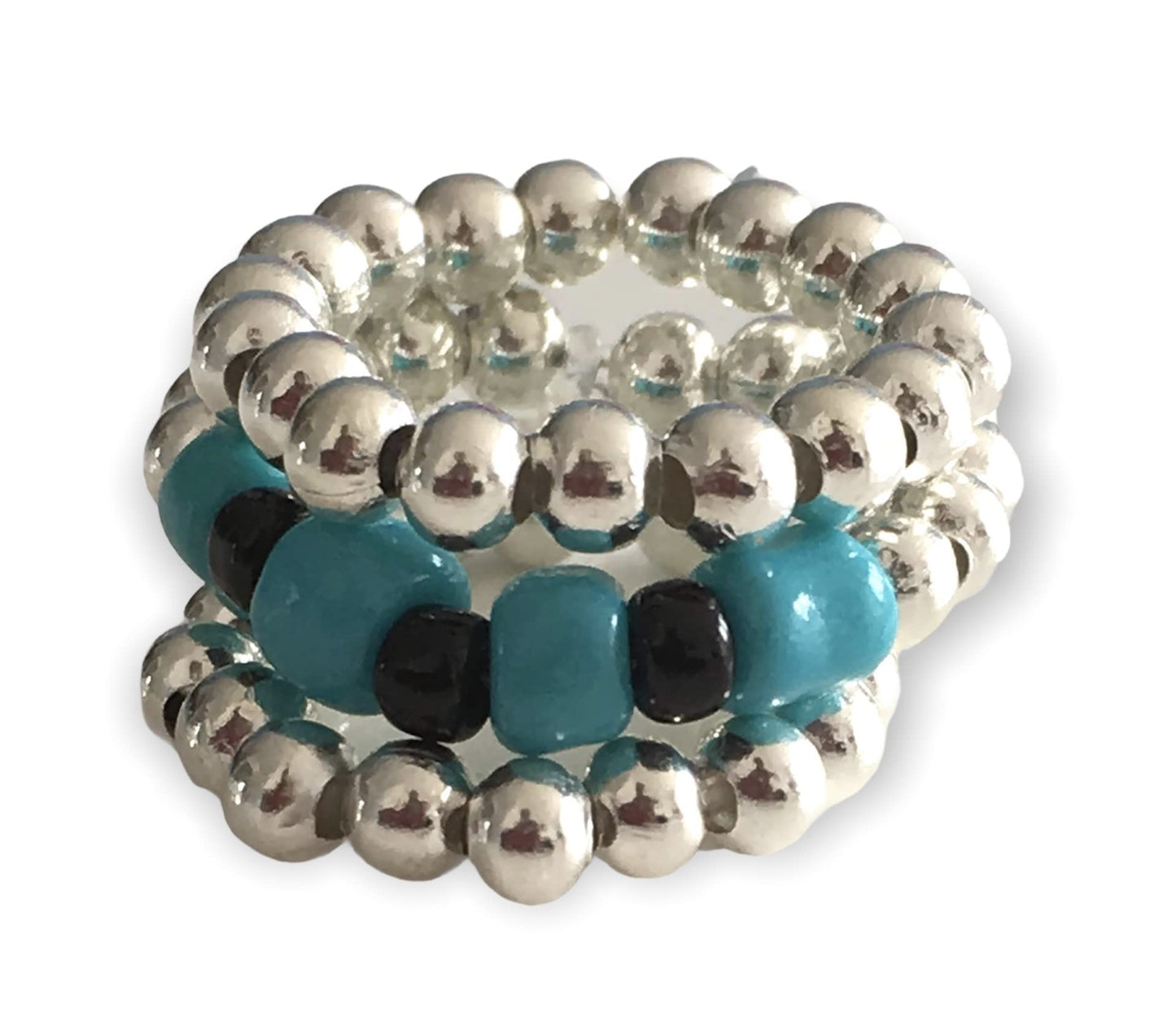 Glass Beads Elastic Toe/Finger Rings 2 Sets (Each Set has 3 Rings)