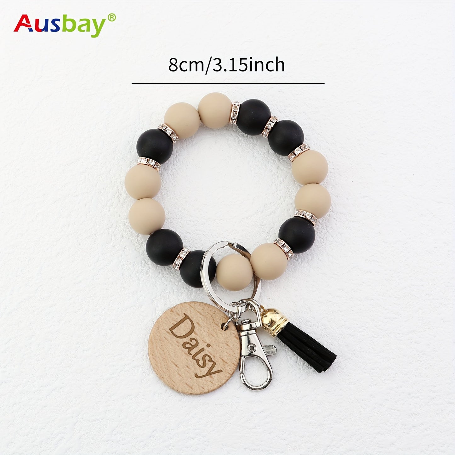 Customized Silicone Beaded Wristlet Keychain With Custom Tag Fashion Bag Charm Phone Lanyard Personalized Name Bangle Key Chain Women Gift