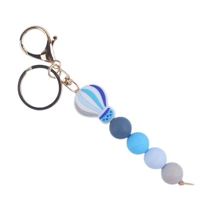 Hemasa  Hot Air Balloon Silicone Beaded Keychain Cute Cartoon ID Badge Holder Key Chain Ring Bag Backpack Charm Car Key Pendant Gift
