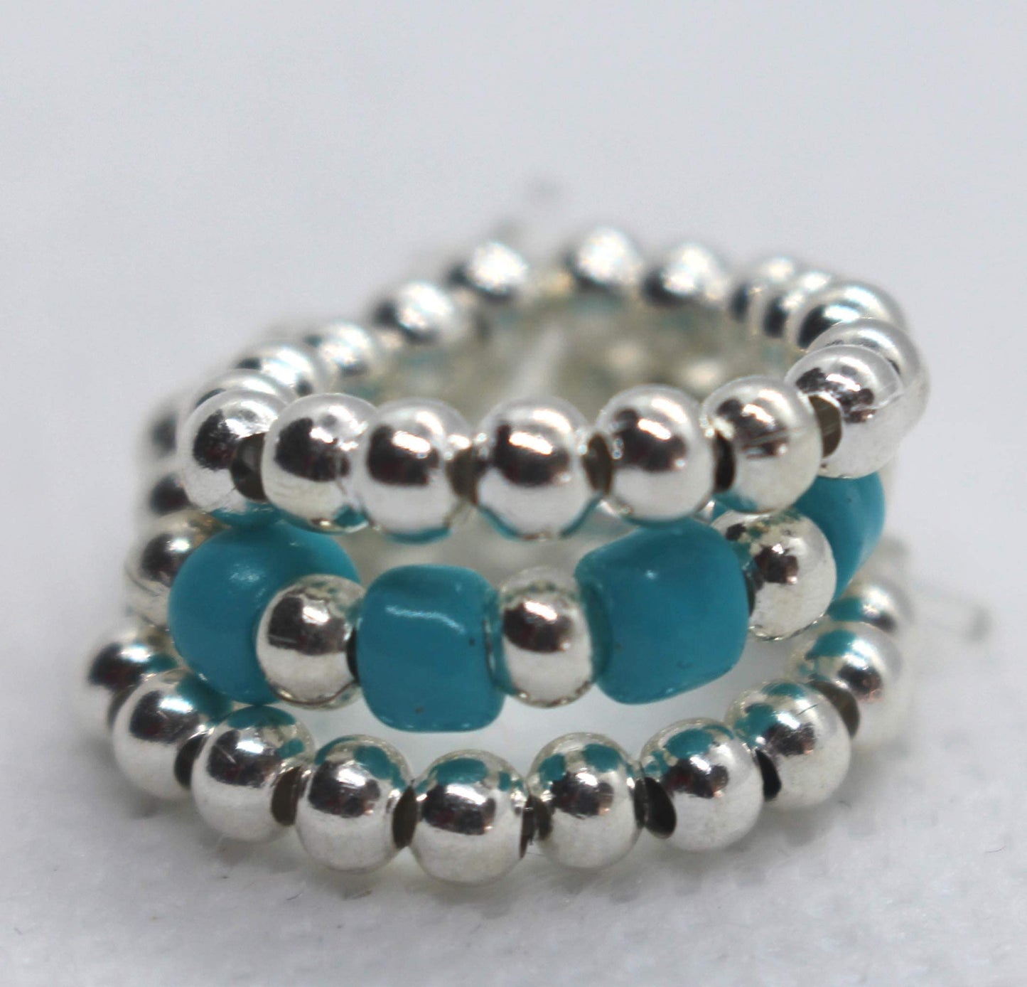 Glass Beads Elastic Toe/Finger Rings 2 Sets (Each Set has 3 Rings)