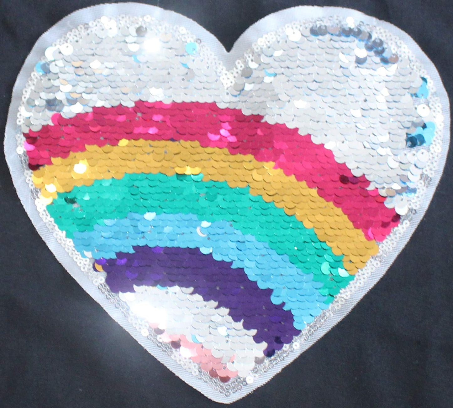Girls Heart Multi Colour Sequins Patch Tee Shirt (Pink, 2-3 Years)