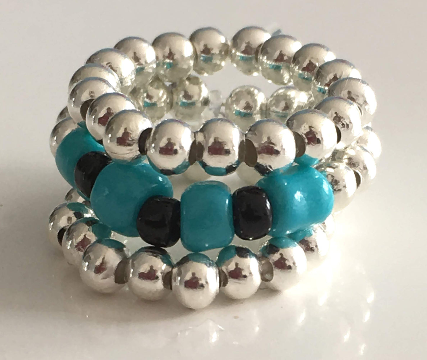 Glass Beads Elastic Toe/Finger Rings 2 Sets (Each Set has 3 Rings)