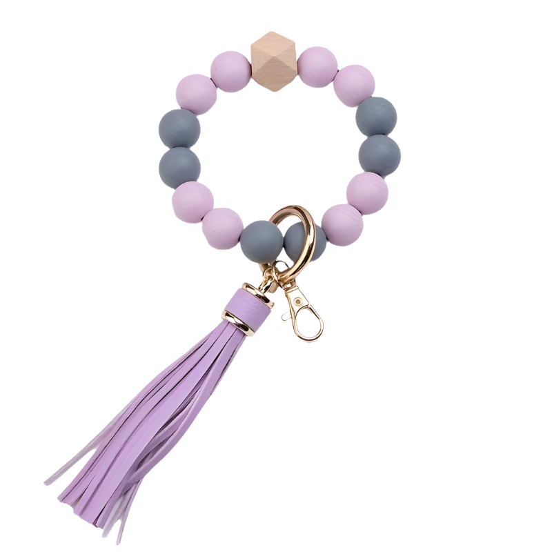 Hemasa  Silicone Beaded Bracelet Keychain Women's Bracelet/ Keychain Wristband Keychain