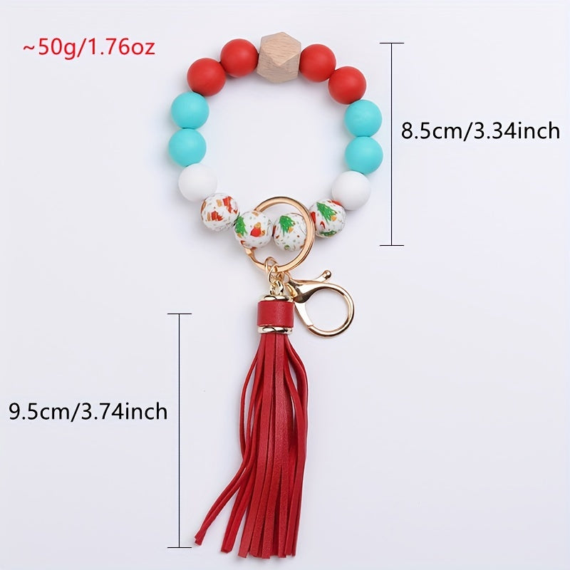 Hemasa Silicone Beaded Bracelet Outdoor Portable Keychain Creative Keychain, Backpack Pendant, Bag Charms, Birthday Gifts, Party Favors