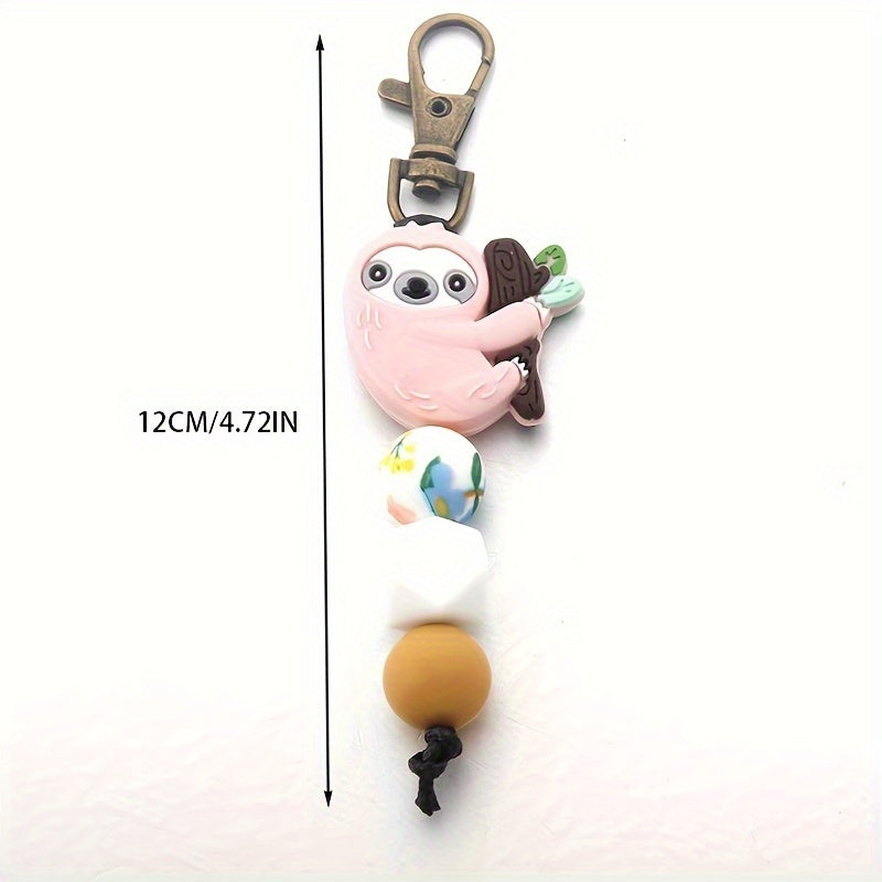 Hemasa Silicone Keychain with Beaded Tassel Keyring, DIY Key Holder Accessory Bag Decoration, Ideal Birthday Gift