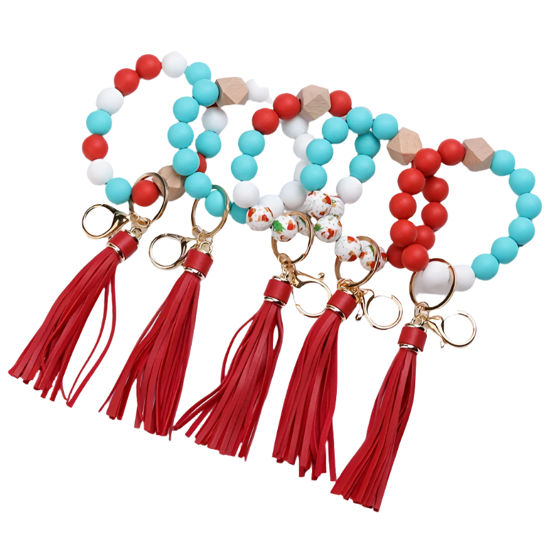 Hemasa Silicone Beaded Bracelet Outdoor Portable Keychain Creative Keychain, Backpack Pendant, Bag Charms, Birthday Gifts, Party Favors