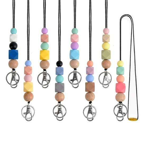 Teacher Lanyard For ID Badges Holder, Super Cute Silicone Beaded Lanyards For Keys For Women And Teacher, Breakaway Lanyard For ID Holder And Keychain For Studeats School Gift