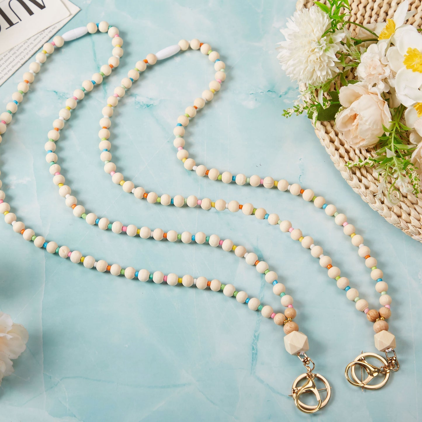Boho Chic Handmade Wooden Beaded Lanyard - Perfect For Id Badges, Keys & Keychains - Ideal For Nurses, Doctors, Teachers & Students Cute Lanyard For Keys