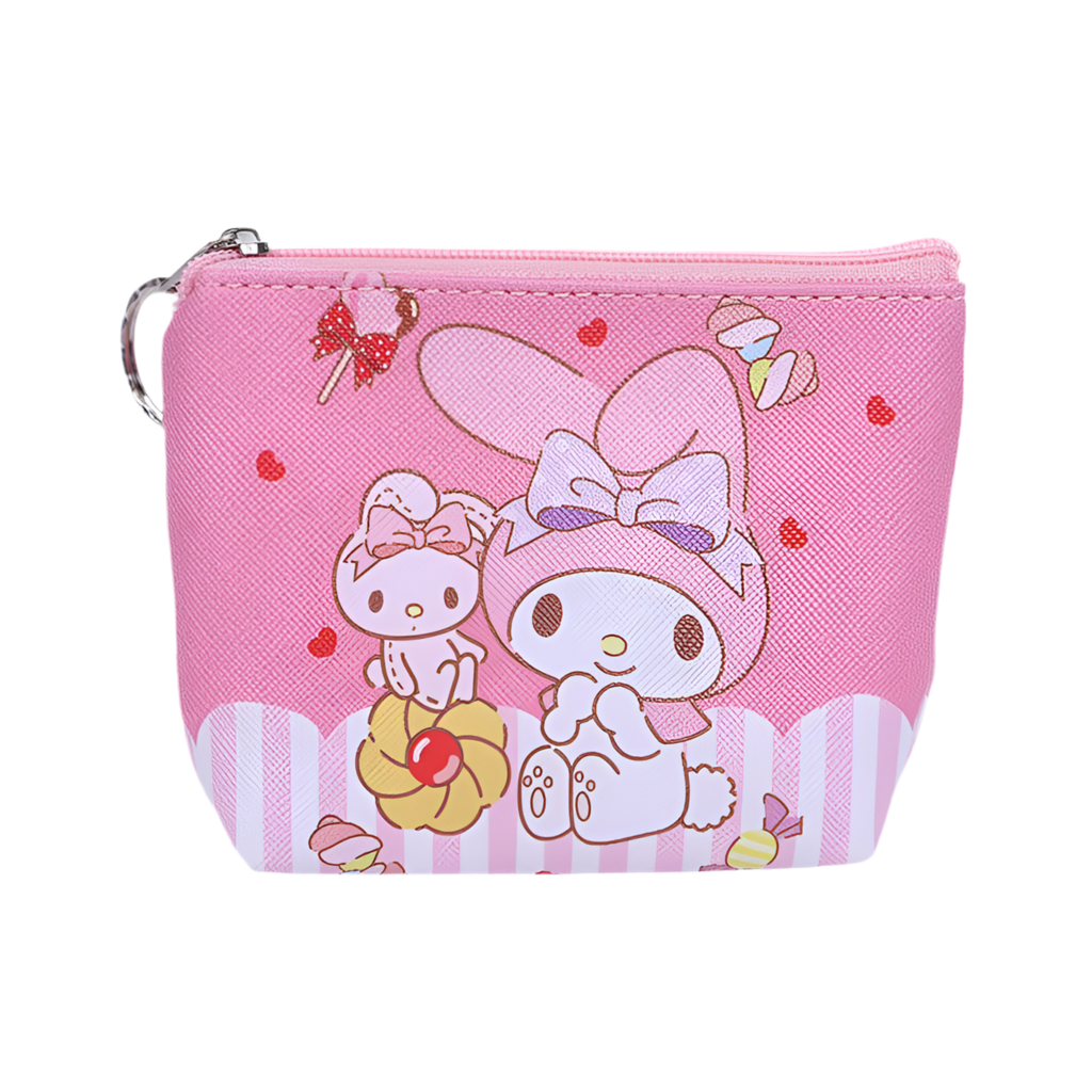 Hemasa Hello Kitty Purse Coin Purses Cartoon Printed PU Melody Cute Wallet Bag Keychains Storage Bag Sanrio Kuromi Kawaii Mini Pouch