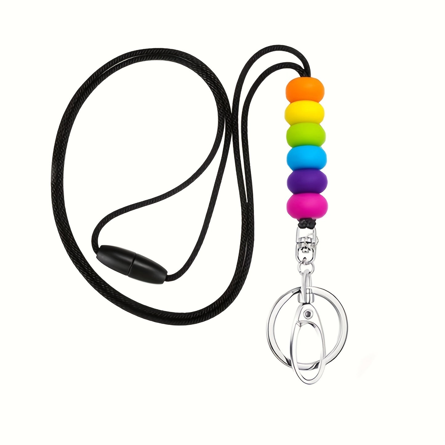 Hemasa 1pc Teacher Lanyard For Id Badges, Keys, Keychain, Cute Silicone Beaded Lanyard For Women/ Nurse/ Employees Students