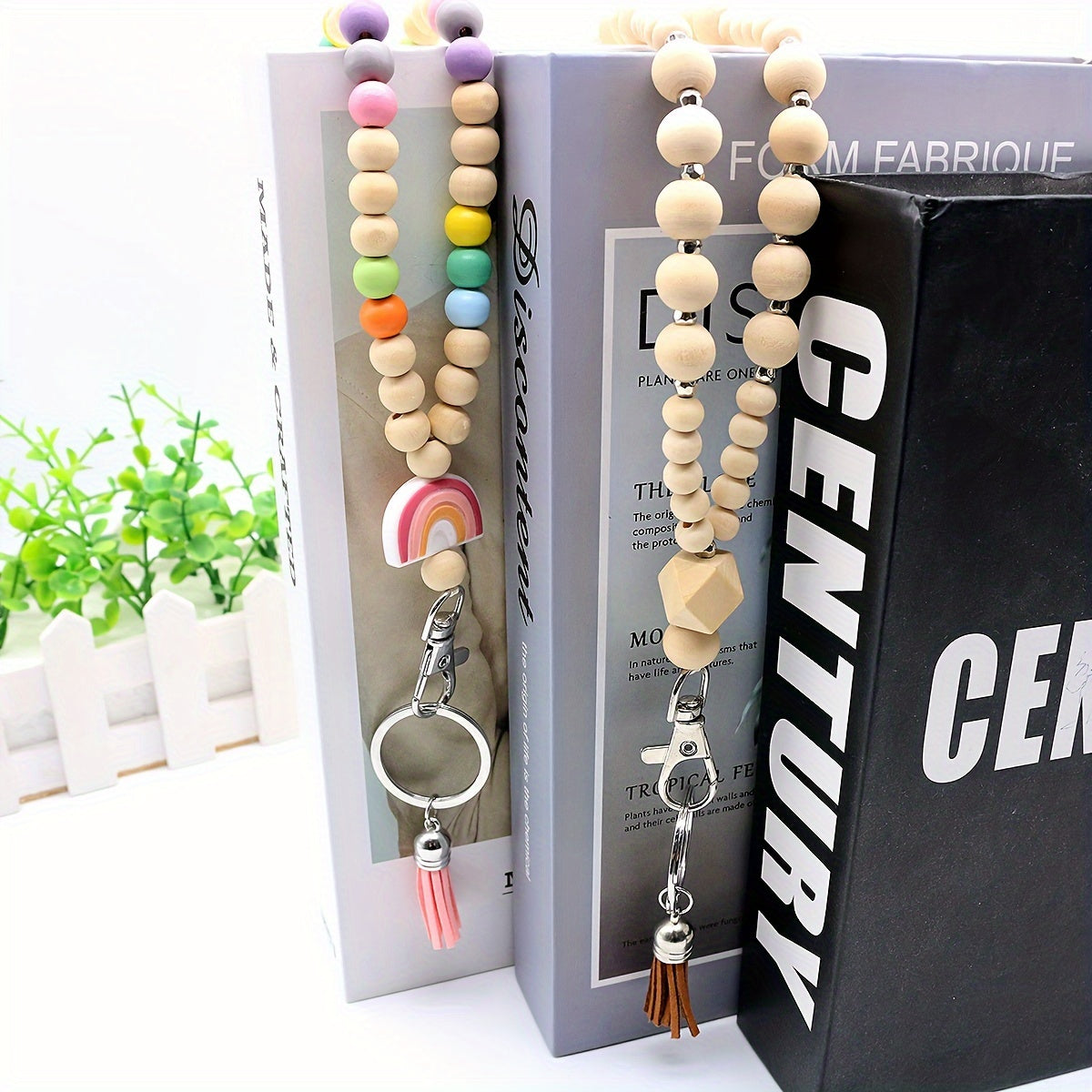 Vibrant Handmade Beaded Necklace with Rainbow Charm and Tassel Keychains - Perfect for Festive Occasions