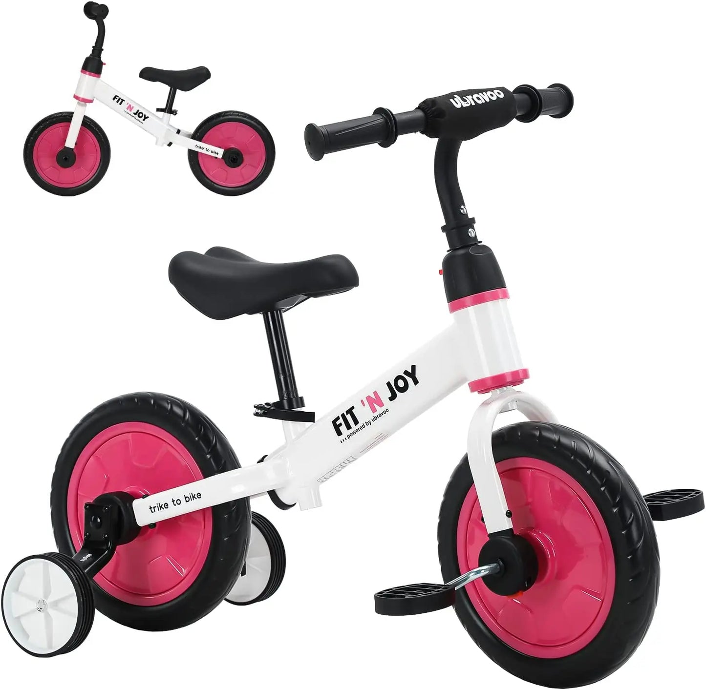 Toddler Training Bicycle for Boys Girls 2-4, 4-in-1 Kids Balance Bike with Pedals & Training Wheels