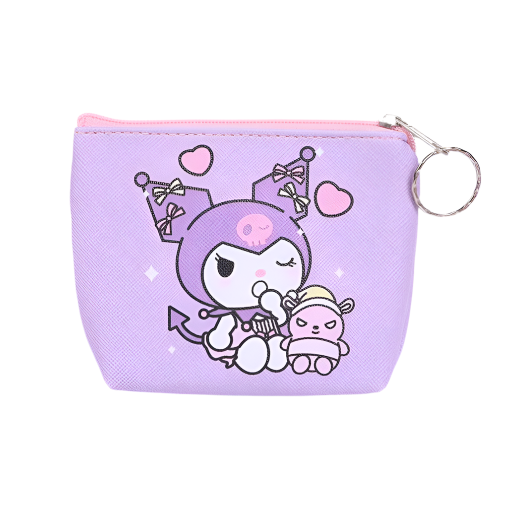 Hemasa Hello Kitty Purse Coin Purses Cartoon Printed PU Melody Cute Wallet Bag Keychains Storage Bag Sanrio Kuromi Kawaii Mini Pouch