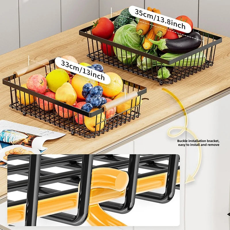 2 Tier Carbon Steel Multi-layer Fruit Basket Metal Storage Box Display Rack for Living Room Kitchen Detachable Fruit Basket