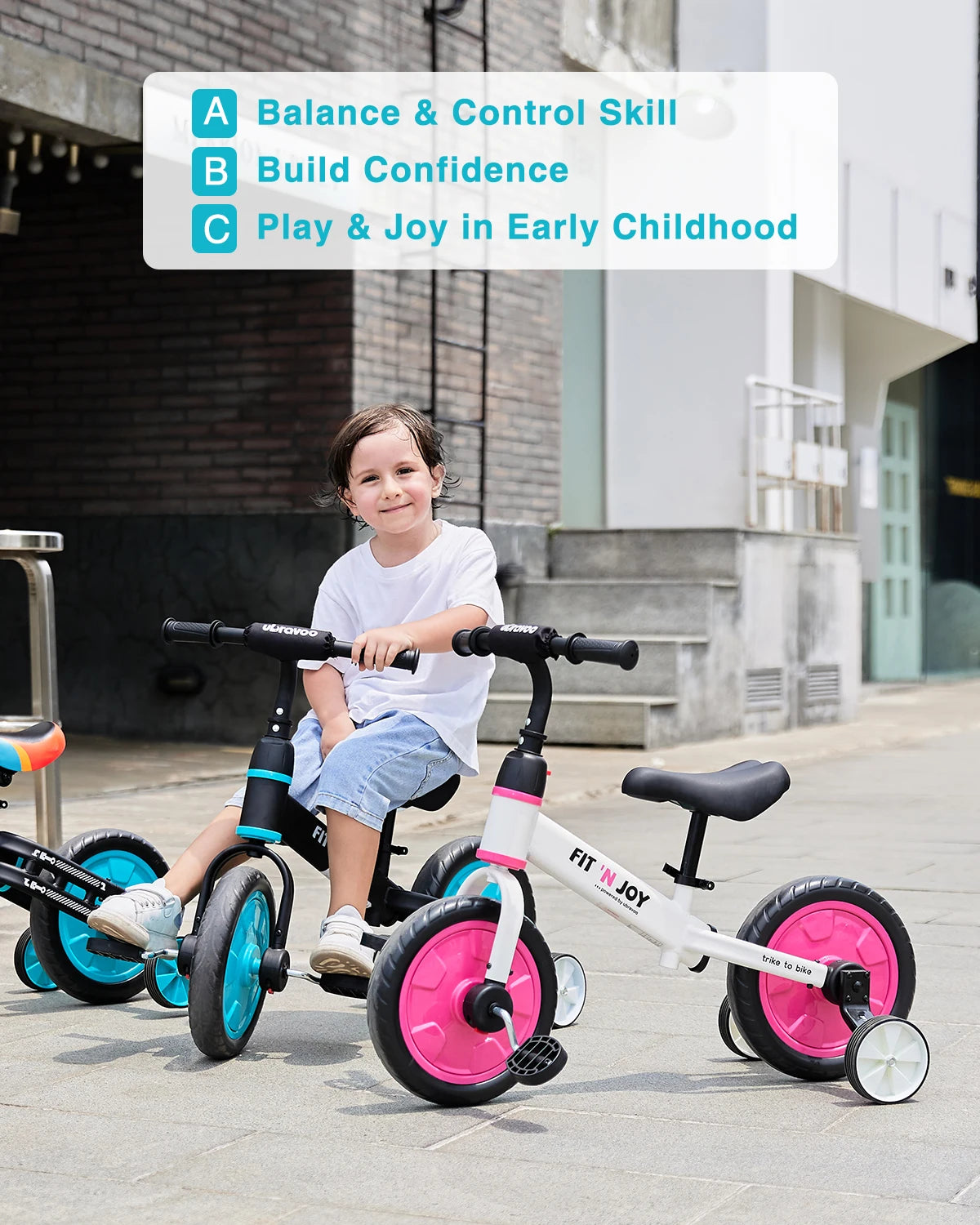 Toddler Training Bicycle for Boys Girls 2-4, 4-in-1 Kids Balance Bike with Pedals & Training Wheels